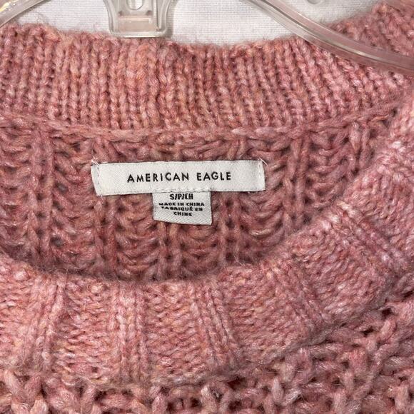 American Eagle Outfitters Small Women’s Pink Crop Sweater Very Soft So Cute! - Picture 5 of 8